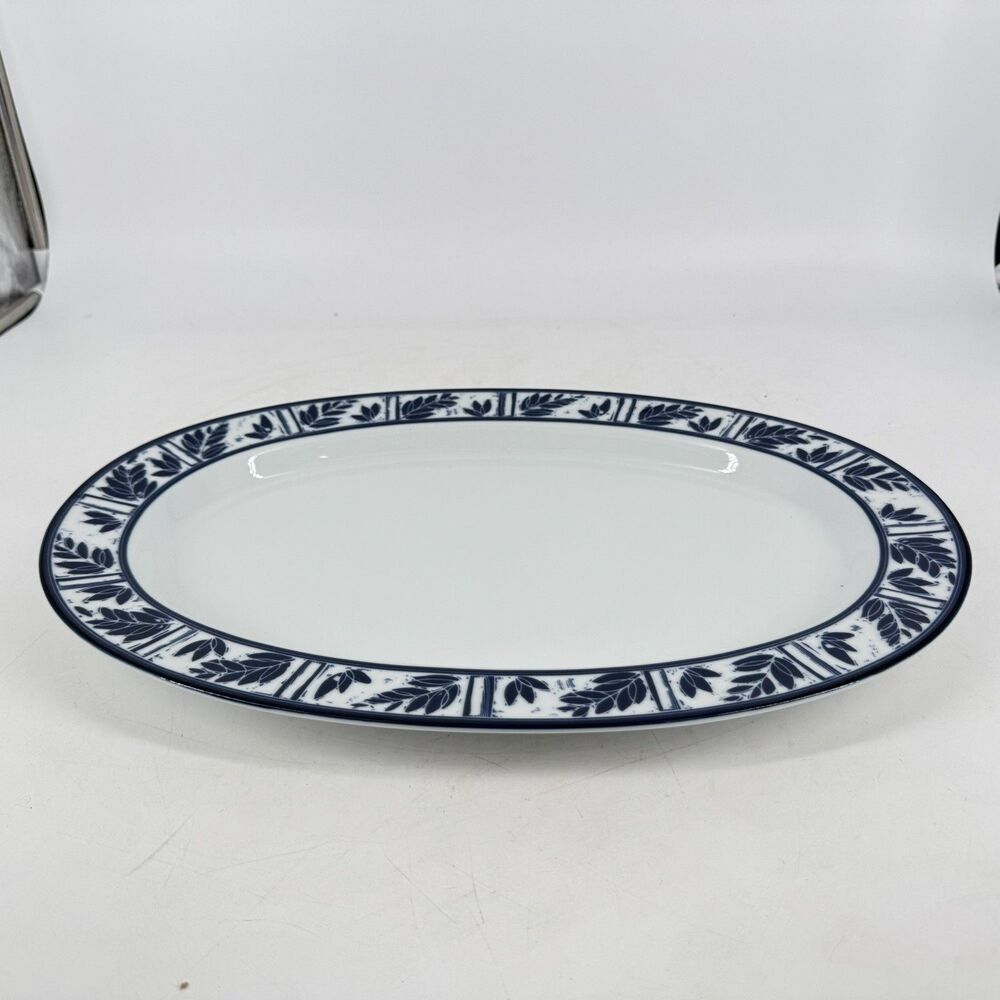 Dansk Ceylon Oval Serving Platter 16” Blue White KW/NR Japan Vintage